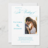 Elégante Photo Turquoise Moderne Faire-part de mar (Devant)