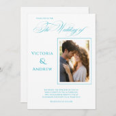 Elégante Photo Turquoise Moderne Faire-part de mar (Devant / Derrière)