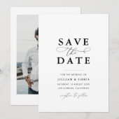 Élégante photo unique enregistrer la carte de date (Devant / Derrière)