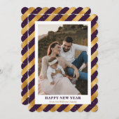 Elégante photo violet or Bonne année Carte (Devant / Derrière)