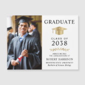 Élégante photo White Gold Graduation Faire-part (Devant)