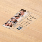Elegante Photobooth 3 foto's QR-code Sla de datum Acryl Uitnodigingen (Laagn)