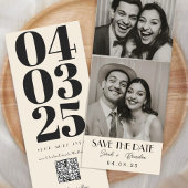 Elegante Photobooth Typografie Qrcode Sla de datum Kaart