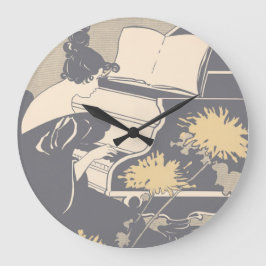 Elegante pianist grote klok