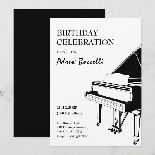 Elegante Piano klassieke verjaardag Kaart (Voorkant / Achterkant)