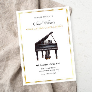 Elegante pianogesloten afstuderen kaart
