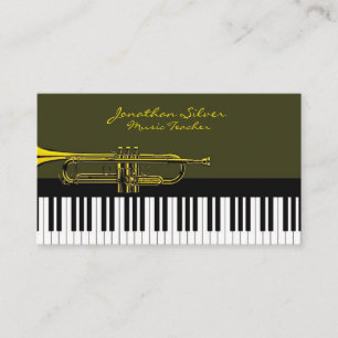 Elegante pianotoetsen & trompetmuziek visitekaartje