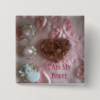 Elegante pin - Jeweled Heart Vierkante Button 5,1 Cm