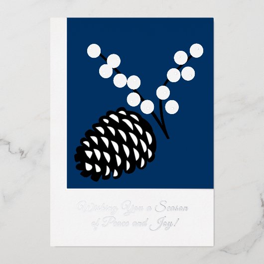 Elégante Pine Cone Foil Business Carte de vacances (Recto)