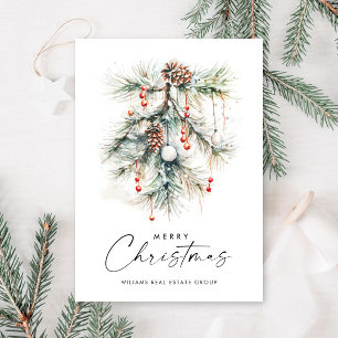 Elegante Pine Cones Branch Christmas Corporate Feestdagenkaart