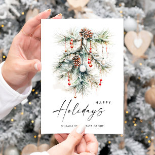 Elegante Pine Cones Branch Christmas Corporate Feestdagenkaart