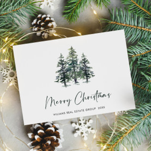 Elegante Pine Tree Christmas Company Groet Briefkaart