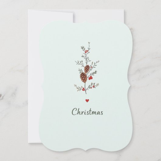 Elégante Pinecone de Noël & Carte Holly (Devant)