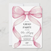 Elegante Pink Bow Graduation Party Kaart (Voorkant)