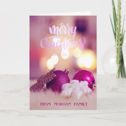 Elégante Pink Christmas Balls Carte de vacances (Devant)