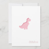 Élégante Pink Dino fille Invitation Baby shower (Dos)