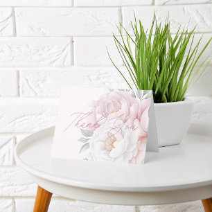 Elegante Pioen Bloemen Bedankt Blanco Kaarten