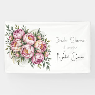 Elegante Pioen Bloemige Bruidsdouche Spandoek