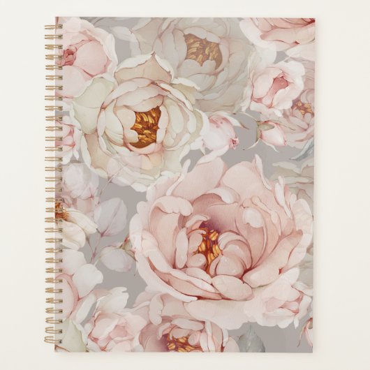 Elegante pioen bloemplanner planner (Voorkant)