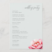 Elegante Pioen Trouwfeest Mint Programma (Achterkant)