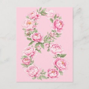 Elegante Pioenbloem Illustratie voor 8 Maart Feestdagenkaart