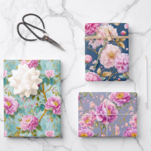 Elegante pioenen Bloemencadeau Inpakpapier Vel