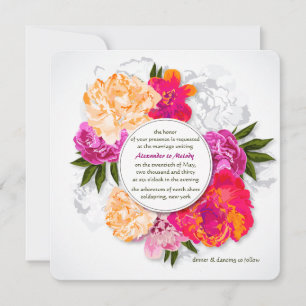 Elegante pioenen bruiloft uitnodiging