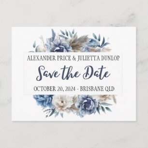 Elegante pioenen, rozen & pampa's - Save the date Briefkaart