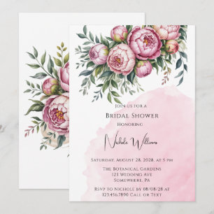 Elegante pioenroos Floral Brunch & Bubbly Kaart