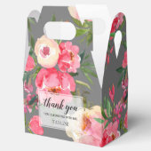 Elegante Pioenrozen Bloemig Grijs Bedankdoosjes (Geopend)