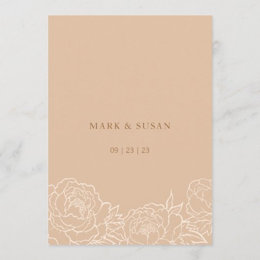 Elegante pioenrozen bruiloft zitgrafiek Kaart (Achterkant)