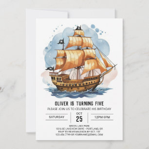 Elegante Pirate Map Aangepaste Pirate Verjaardag Kaart