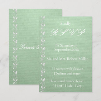 Elegante Pistachegroene Huwelijks RSVP Kaart