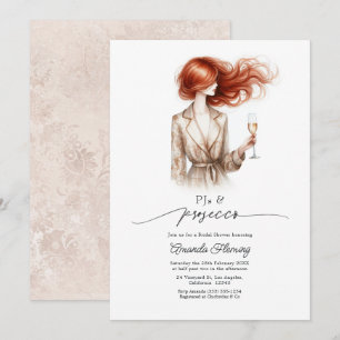 Elegante PJs & Prosecco Rode Huid Bruidsdiner Kaart