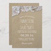 Elégante Plage Eau & Sable Mariage Invitations (Devant / Derrière)