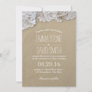 Elégante Plage Eau & Sable Mariage Invitations