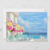 Elégante Plage Florale Plage Mariage Invitation (Devant)