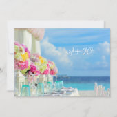 Elégante Plage Florale Plage Mariage Invitation (Dos)