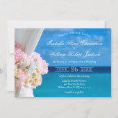 Elégante Plage Florale Plage Mariage Invitation (Devant)
