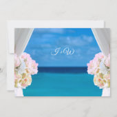 Elégante Plage Florale Plage Mariage Invitation (Dos)