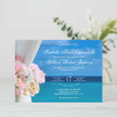 Elégante Plage Florale Plage Mariage Invitation (Debout devant)