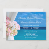 Elégante Plage Florale Plage Mariage Invitation (Devant)