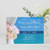 Elégante Plage Florale Plage Mariage Invitation (Debout devant)