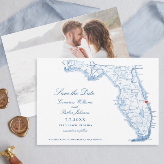 Elégante Plage Vero Floride Mariage Marine Carte