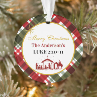Elegante Plaid Prettig Kerstmis Bijbelvers Acryl Ornament