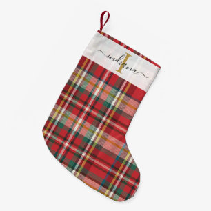 Elegante Plaid Rode Rustieke Kerst Feestdagen Kleine Kerstsok