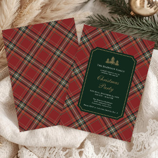 Elegante Plaid Tartan Kerstfeest Uitnodiging