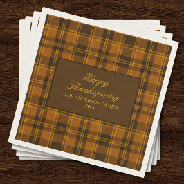 Elegante Plaid Thanksgiving Klassieker Vintage Aan Servet