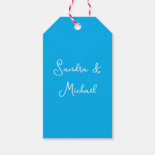 Elegante Plain Azure Blauw Gepersonaliseerde Custo Cadeaulabel