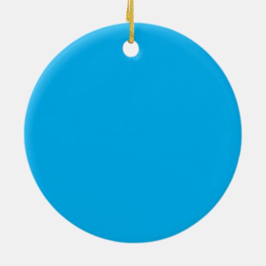 Elegante Plain Azure Blauw Gepersonaliseerde Custo Keramisch Ornament (Achterkant)